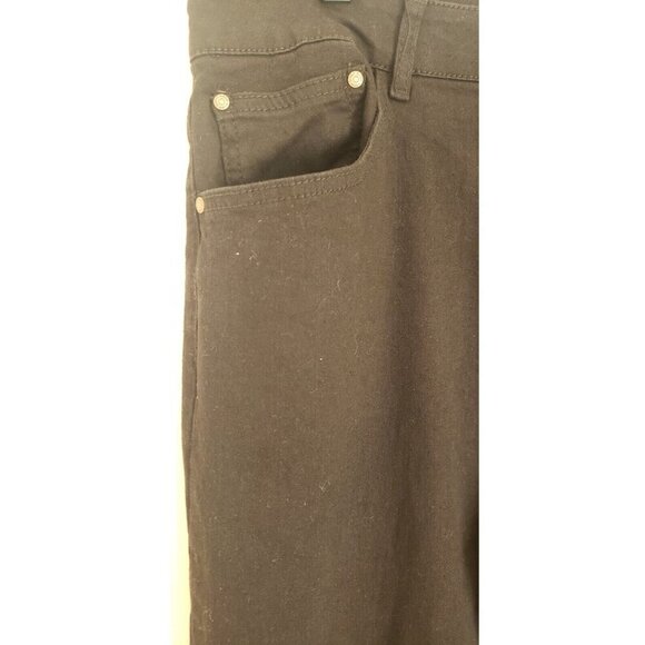 NWT $ 80 BEBE BLACK DENIM BACK POCKETS CRYSTAL LOGO STRAIGHT LEGS JEANS SZ 12/31 - Picture 4 of 11